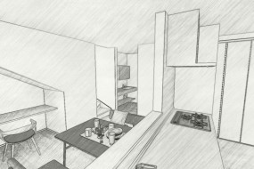 A棟　内観パース（LDK）